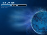 Fedora 10 hibernating with Tux on Ice using the new Solar theme