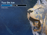 Fedora 11 hibernating with Tux on Ice using the new Leonidas theme