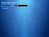 Fedora 12 hibernating with Tux on Ice using the new Constantine theme